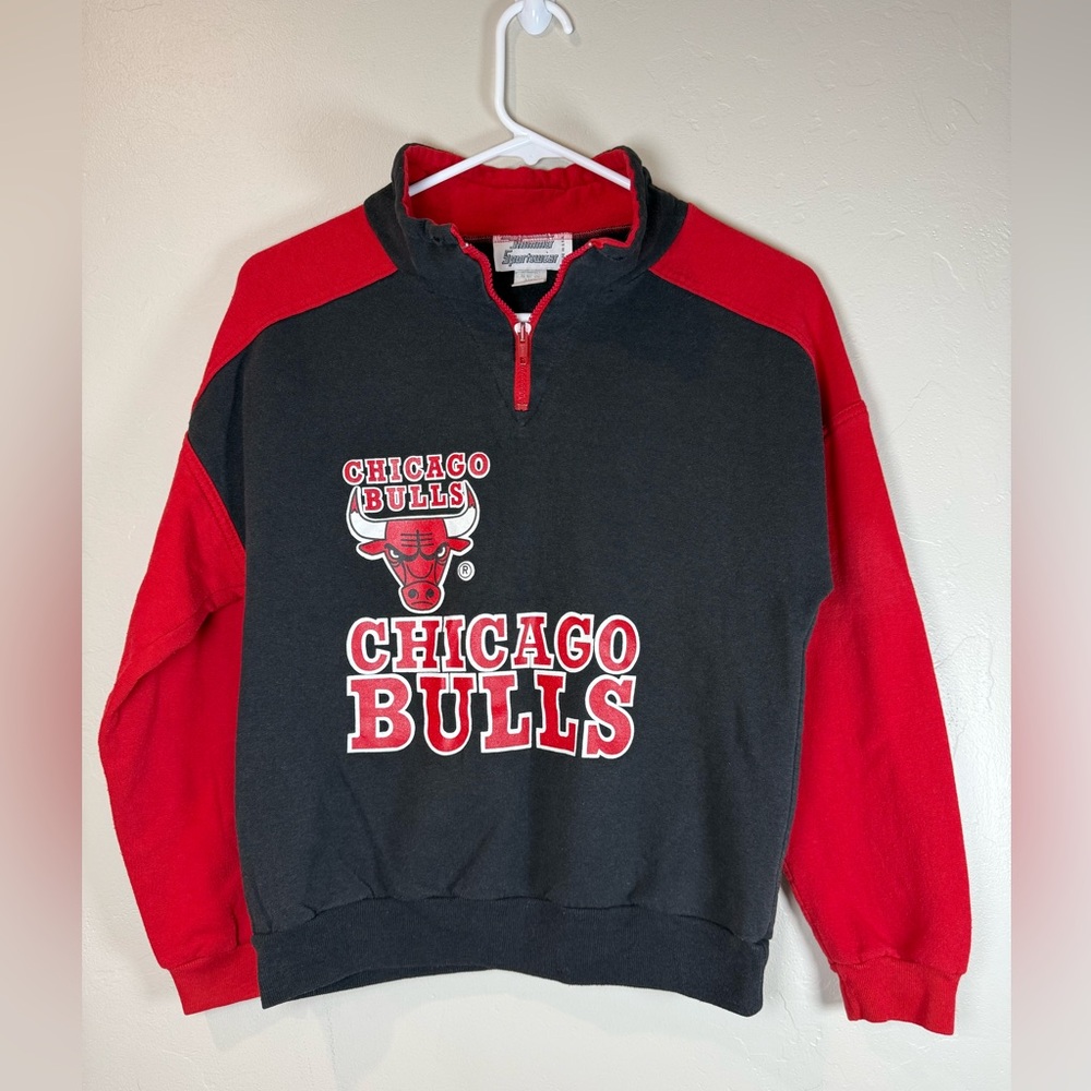 Vintage 1992 Chicago Bulls 1/4 Zip Sweatshirt kids size large Hummer Sportswear